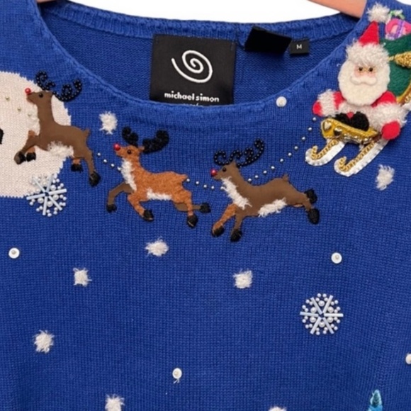 Michael Simon Vintage Christmas Village Sweater Size Medium - Picture 3 of 8